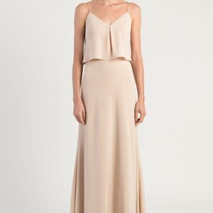 NWT JENNY YOO BRIE DRESS IN CHAI SIZE 12 UNHEMMED RETAIL $275